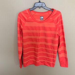 North face coral striped long sleeve